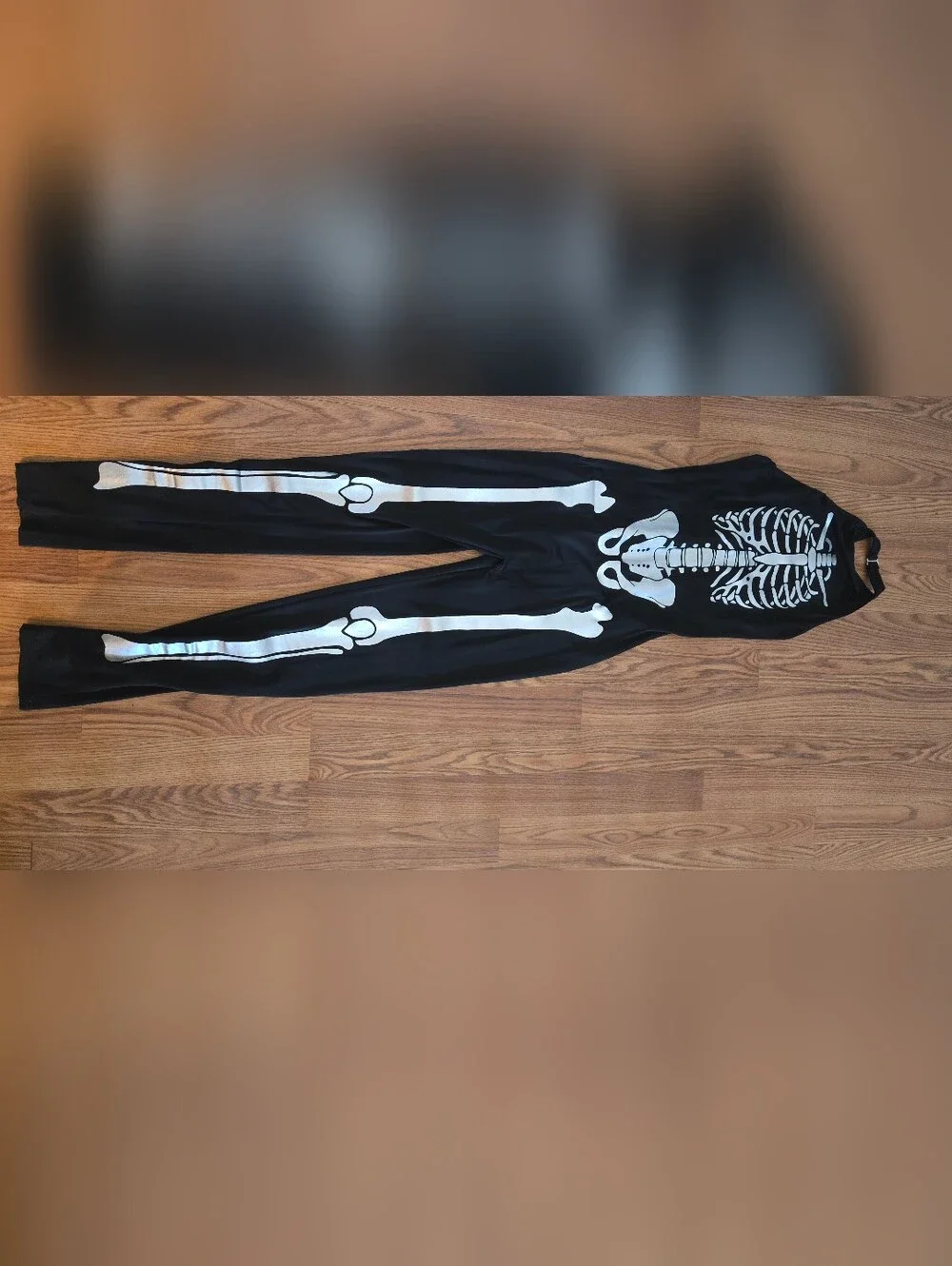 Dolls Kill Black Skeleton Print Leggings with White Bone Design